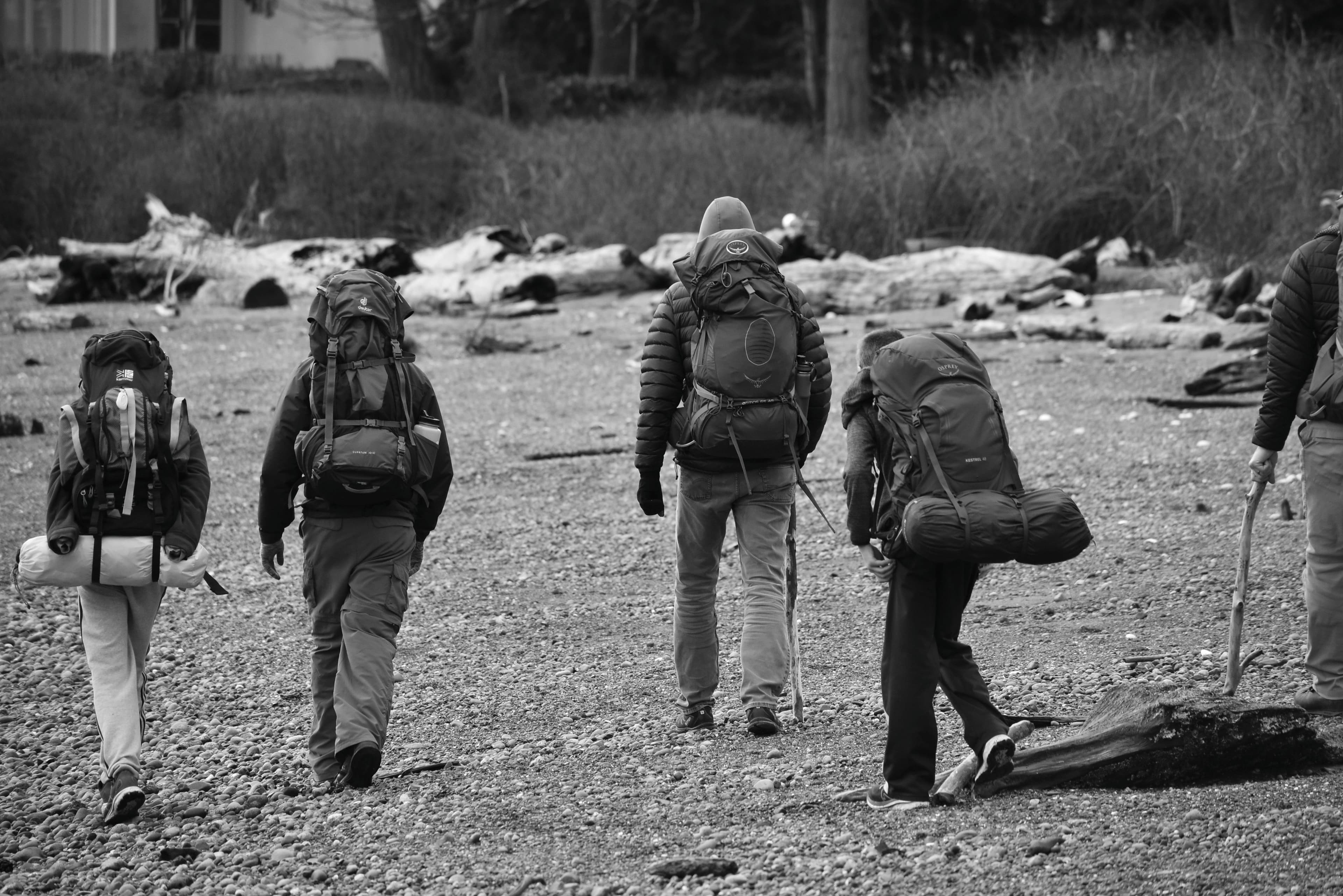 Travelers beginning a coastal journey