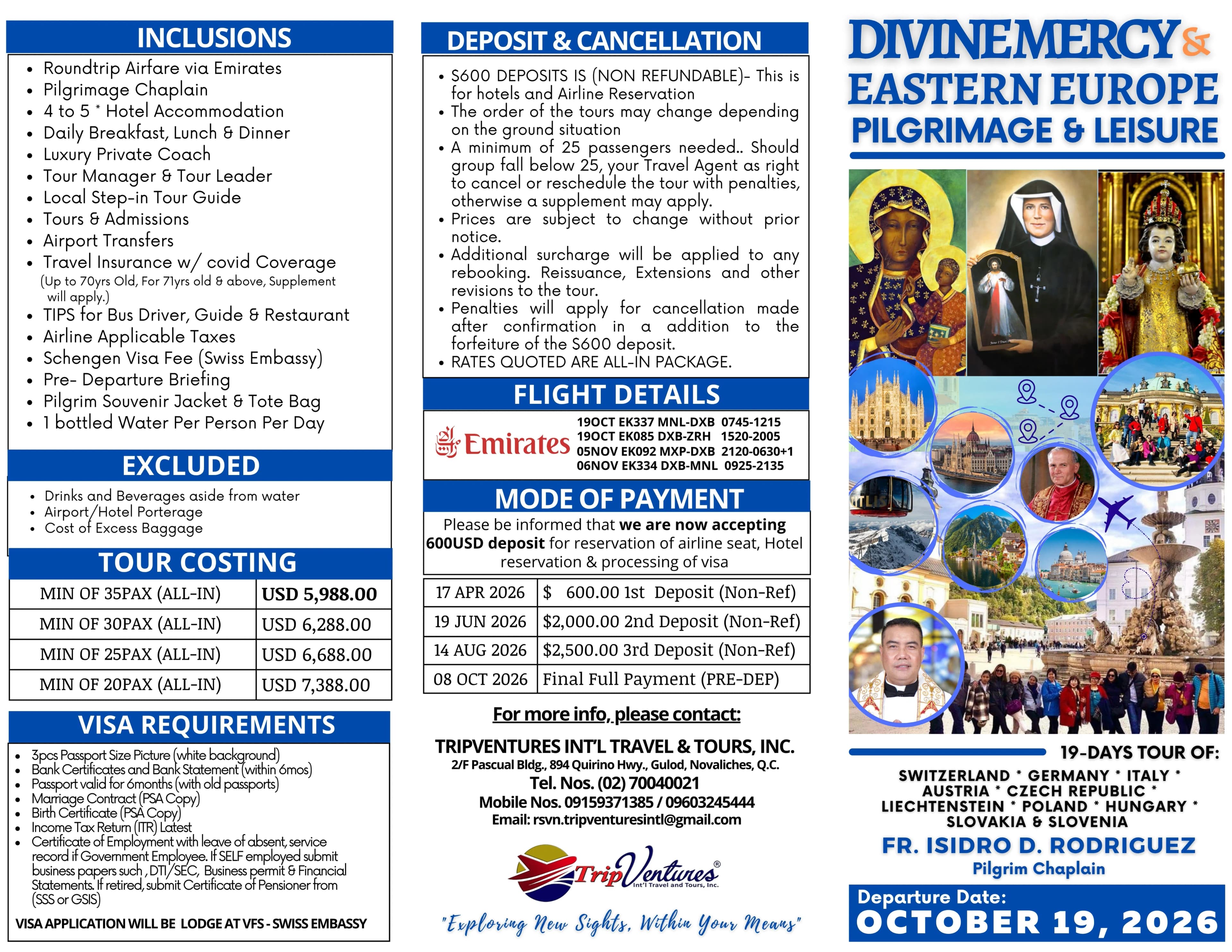 Divine Mercy and Eastern Europe Pilgrimage and Leisure brochure page 1