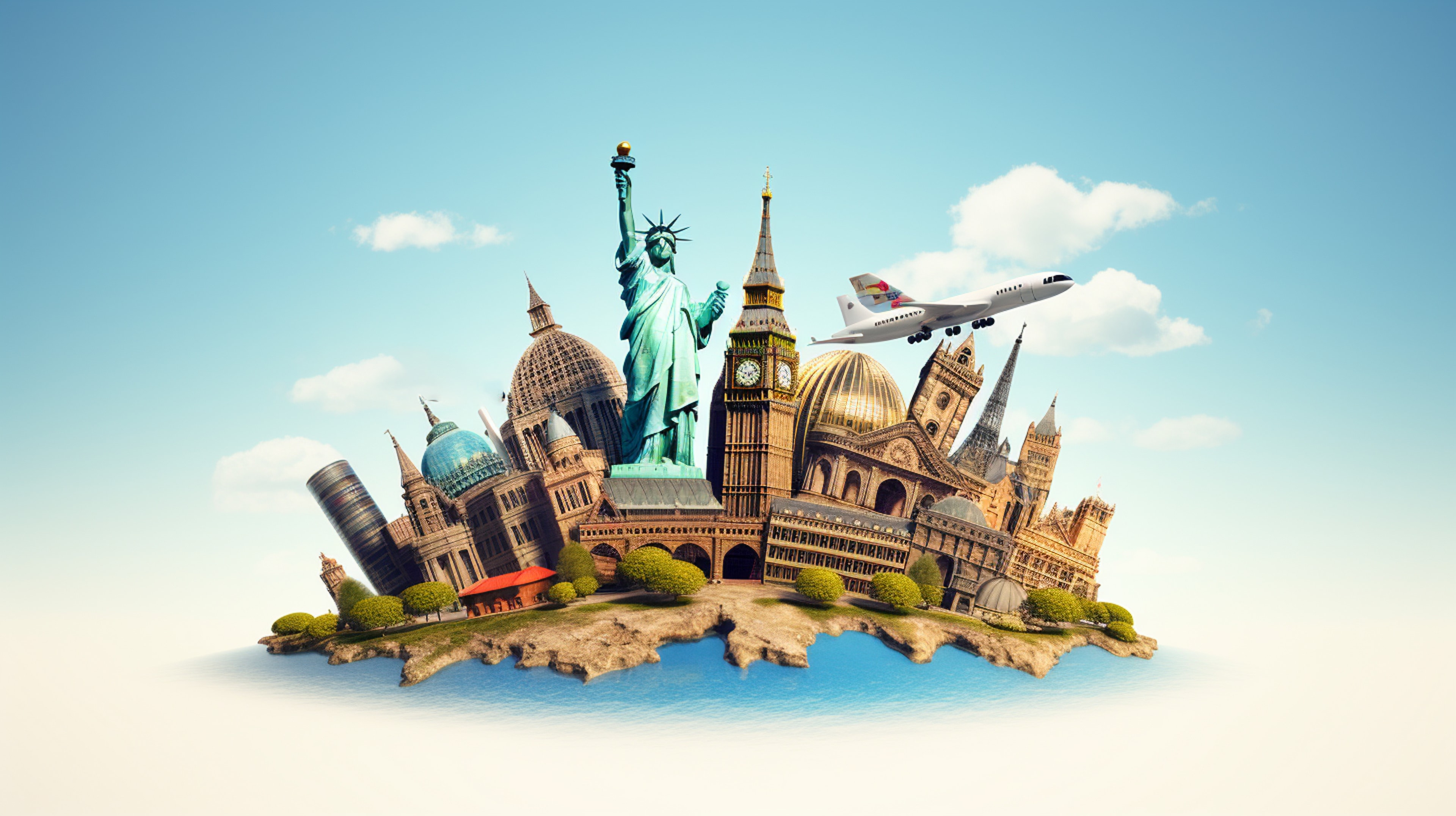 A collection of famous landmarks from around the world
