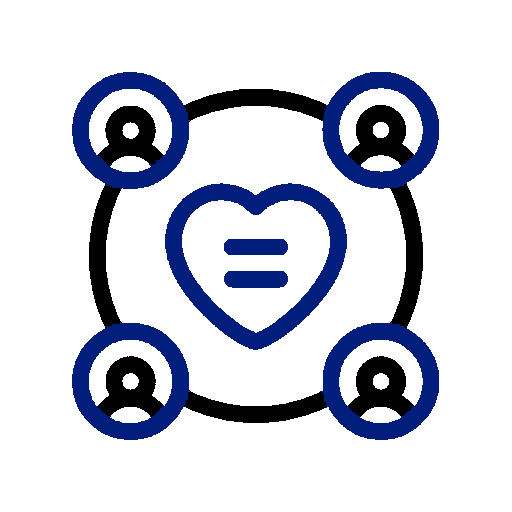 Connected people and heart representing openness